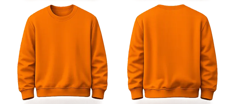 Buzo cuello redondo Remanija — mockup frente y espalda